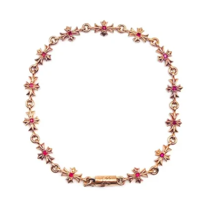 Chrome Hearts 22K Gold Ruby Tiny E Bracelet