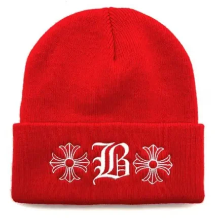 Chrome Hearts Bella Hadid Cross Embroidered Red Beanie