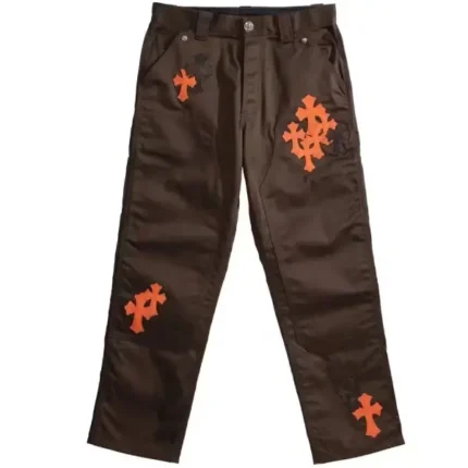 Chrome Hearts Brown Orange Cross Patch Carpenter Pants