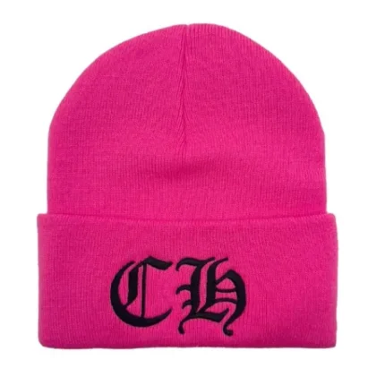 Chrome Hearts CH Logo Embroidered Pink Beanie