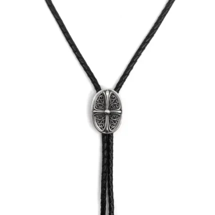 Chrome Hearts Cross Leather Bolo Tie Necklace