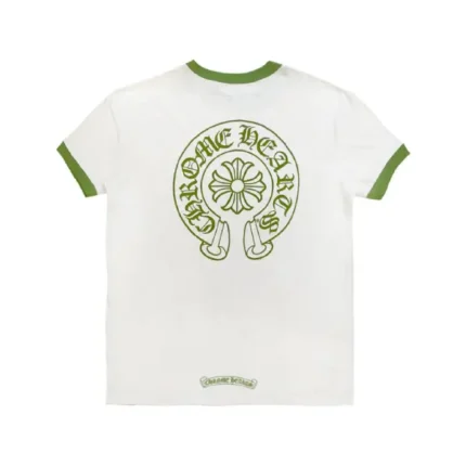 Chrome Hearts Green＆White Horseshoe Logo Short Sleeve Tee