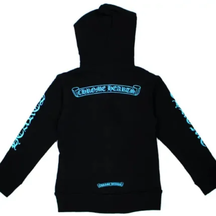 Chrome Hearts Kids Blue Scroll Zip Up Hoodie Black/Blue