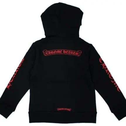 Chrome Hearts Kids Scroll Logo Hoodie Black/Red
