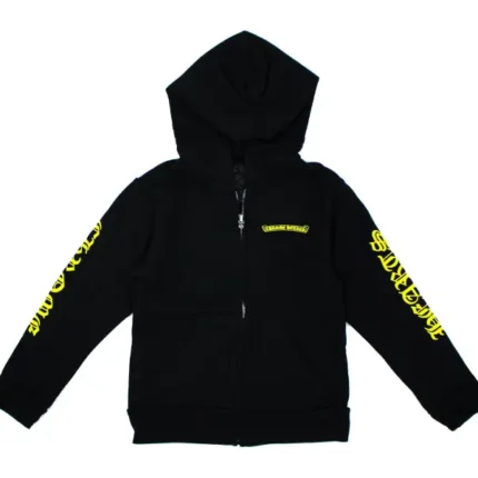 Chrome Hearts Kids Scroll Logo Hoodie Black/Yellow