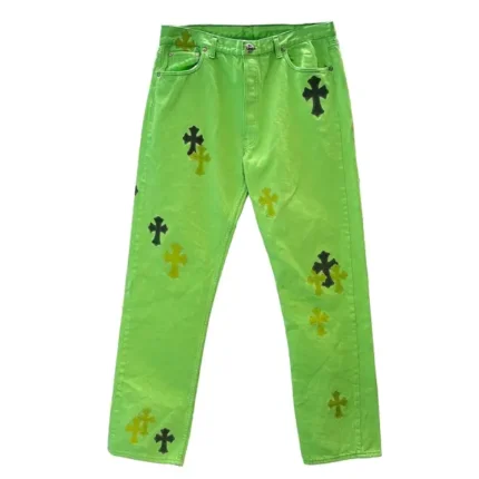Chrome Hearts Levi's 501 Matty Boy Sex Records Cross Patch Green Jeans