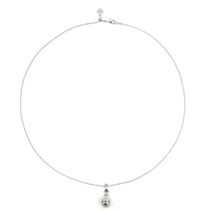 Chrome Hearts Mikimoto 18K White Gold Cross Pearl Necklace