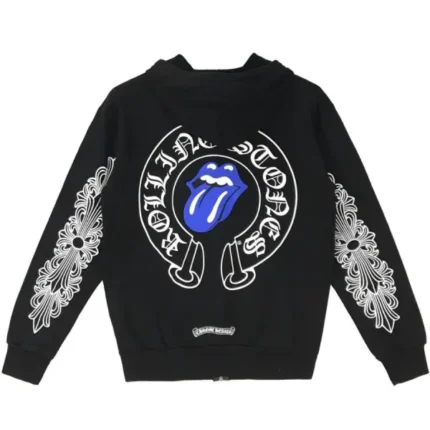 Chrome Hearts Rolling Stone Horseshoe Logo Zip Up Hoodie
