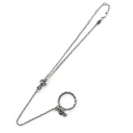 Chrome Hearts Silver Babyfat Bracelet Chain With NTFL Ring