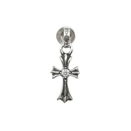 Chrome Hearts Silver Babyfat Single Diamond Earring Drop