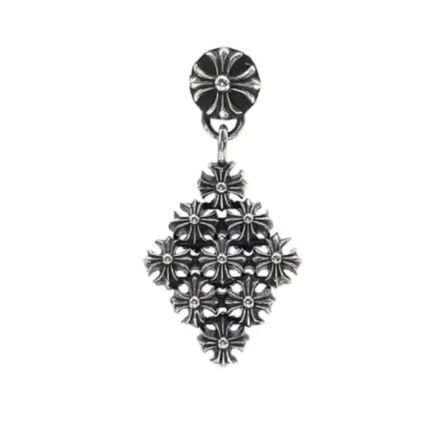 Chrome Hearts Silver Cross Dangle Earring Drop