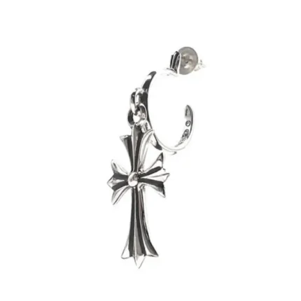 Chrome Hearts Silver Cross Drop Earring Hoop
