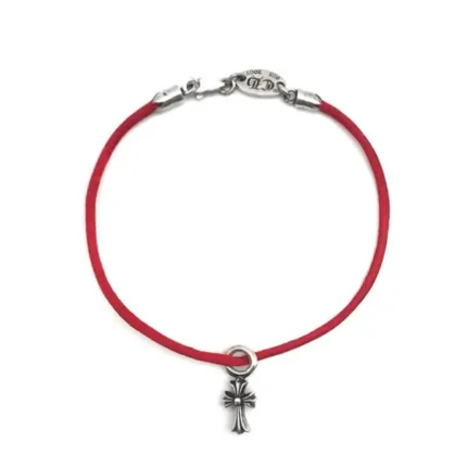 Chrome Hearts Silver Cross Pendant Red String Bracelet