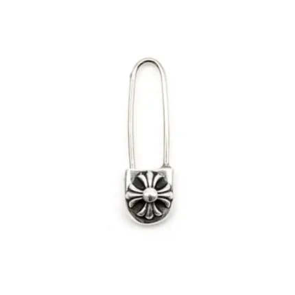 Chrome Hearts Silver Cross Safety Pin Earring