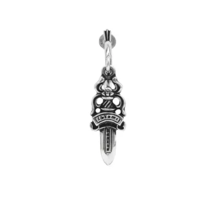Chrome Hearts Silver Dagger Drop Earring Hoop