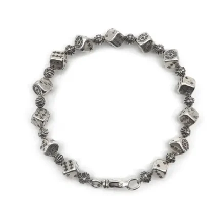 Chrome Hearts Silver Dice Cross Bracelet
