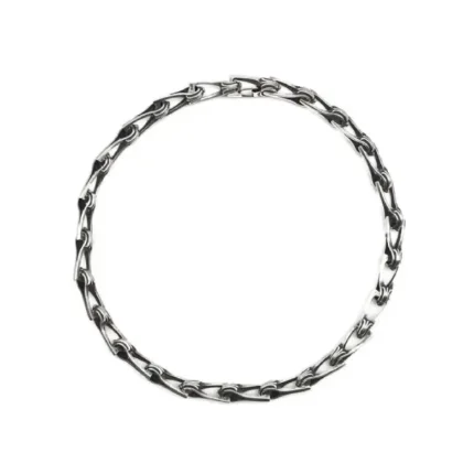 Chrome Hearts Silver Fishbone Cross Twist Chian Necklace