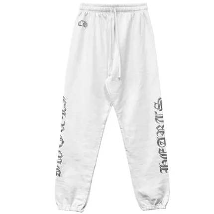 Chrome Hearts Silver Script CH Logo White Sweatpants