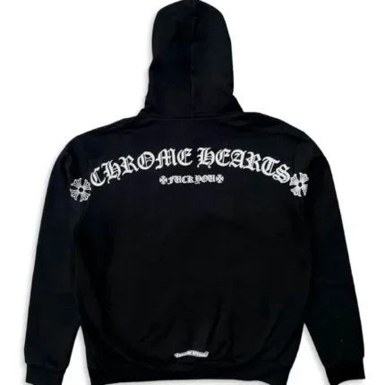 Chrome Hearts T Logo FU Shoulder Zip Up Hoodie Black