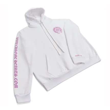 Chrome Hearts White Hoodie with Purple Gothic Print
