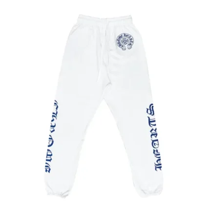 Chrome Hearts White Horseshoe Blue Script Sweatpants