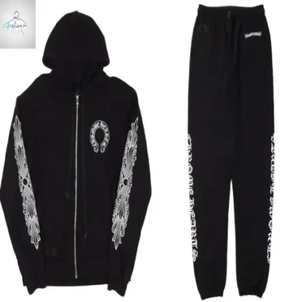 Chrome Hearts Vintage Horseshoe Floral Cross Black Zip Up Tracksuits